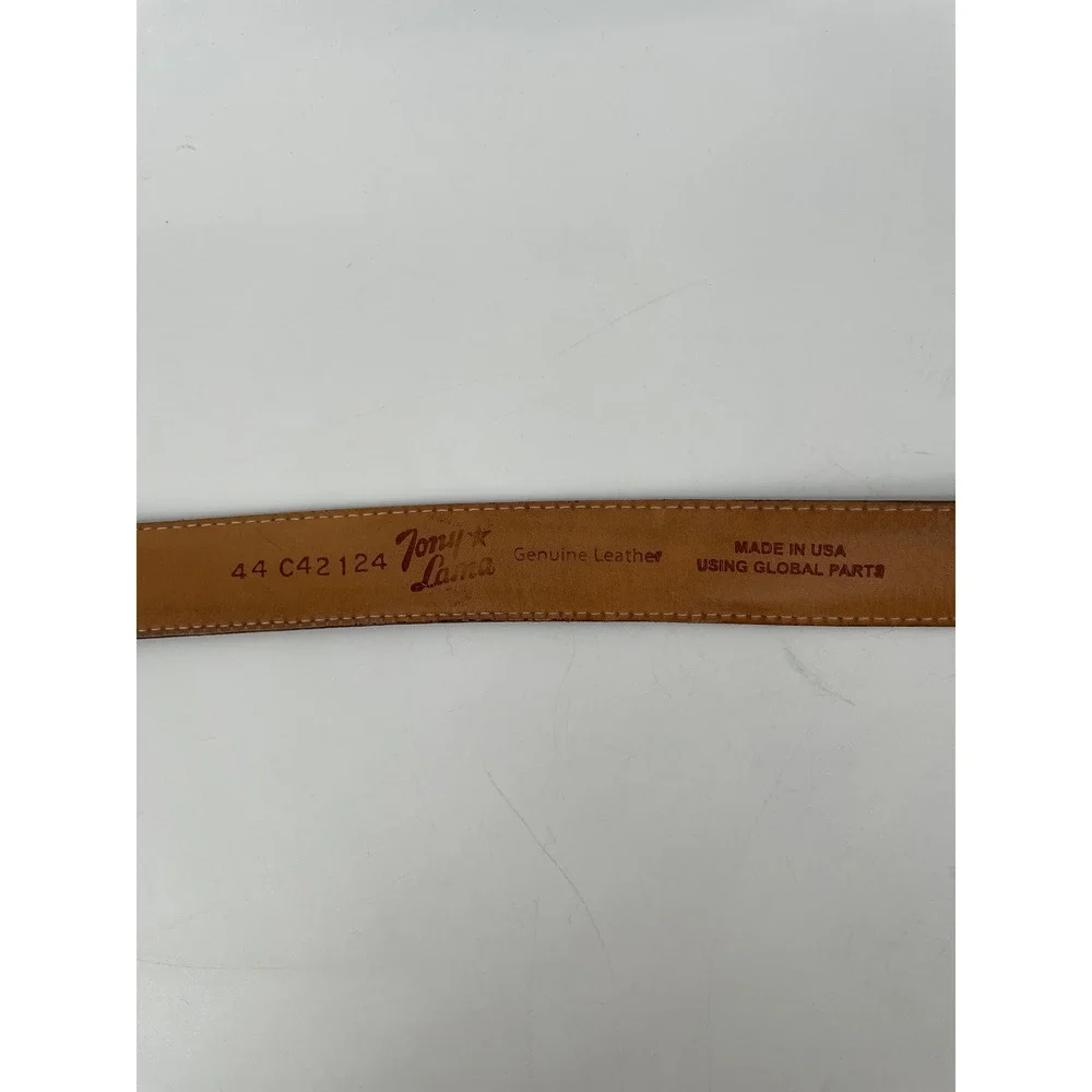 Tony Lama Belt 44 Brown Leather Country Crocodile Print Western USA‎ C421234